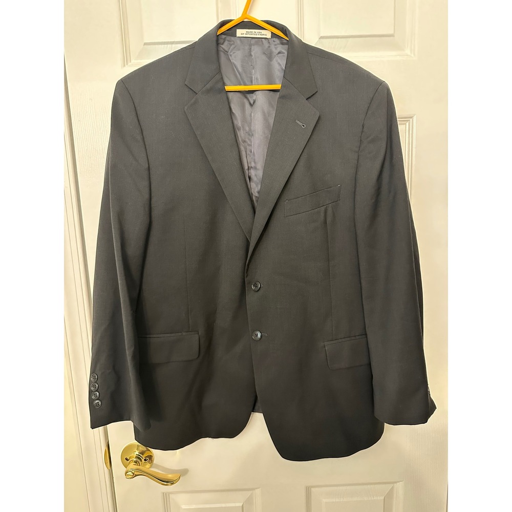 Joseph Abboud Mens Black Super 120s Wool 2 Piece Suit 44S Jacket 38W Pants